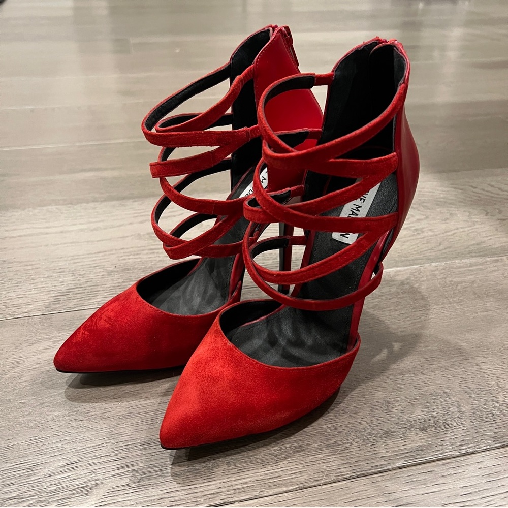 Nwot Steve Madden ‘Netty’ Red Suede Pointed Strap… - image 1